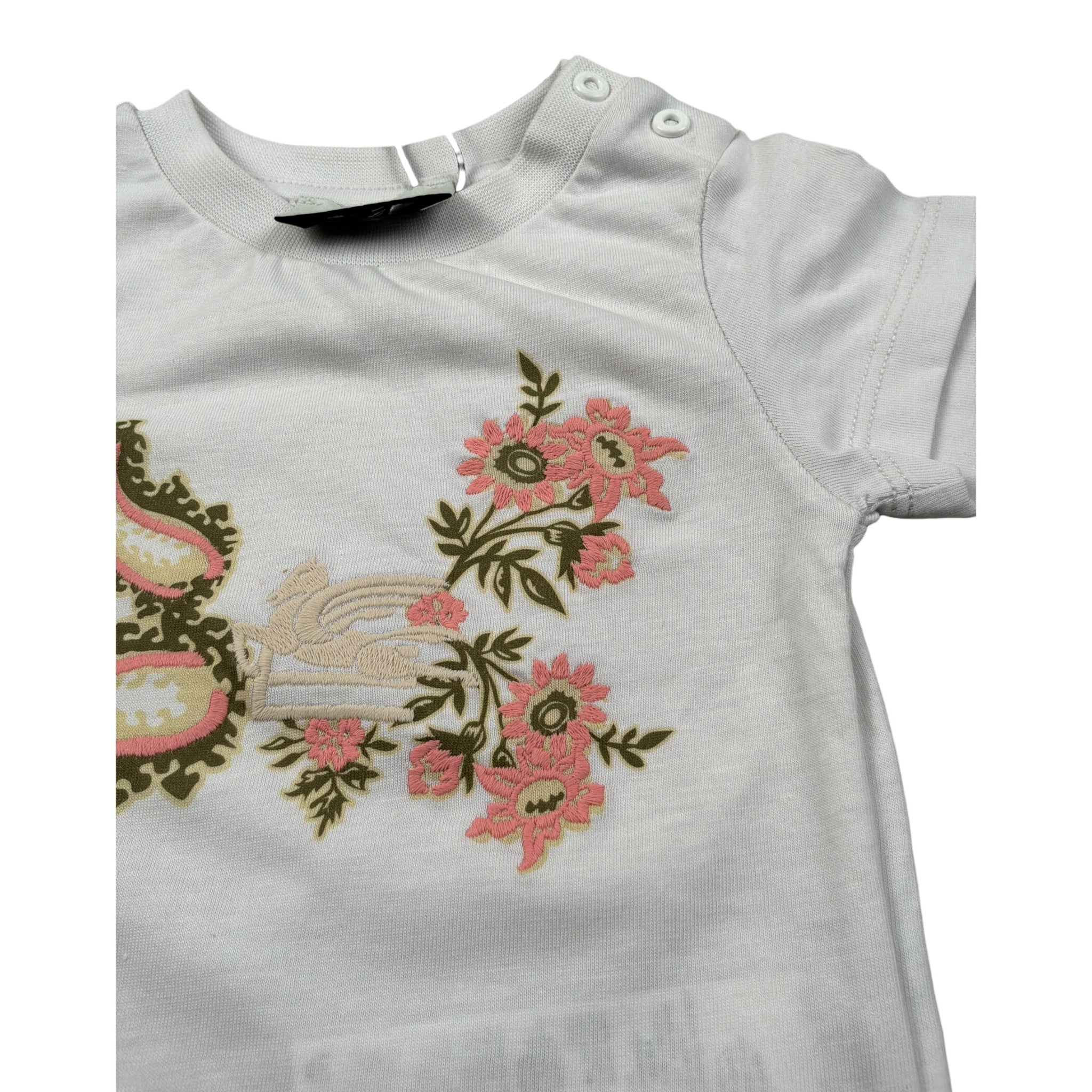 Etro T-Shirt Girocollo tinta unita con Ricami Bianco per Neonata GW8011 BIANCO ETRO 