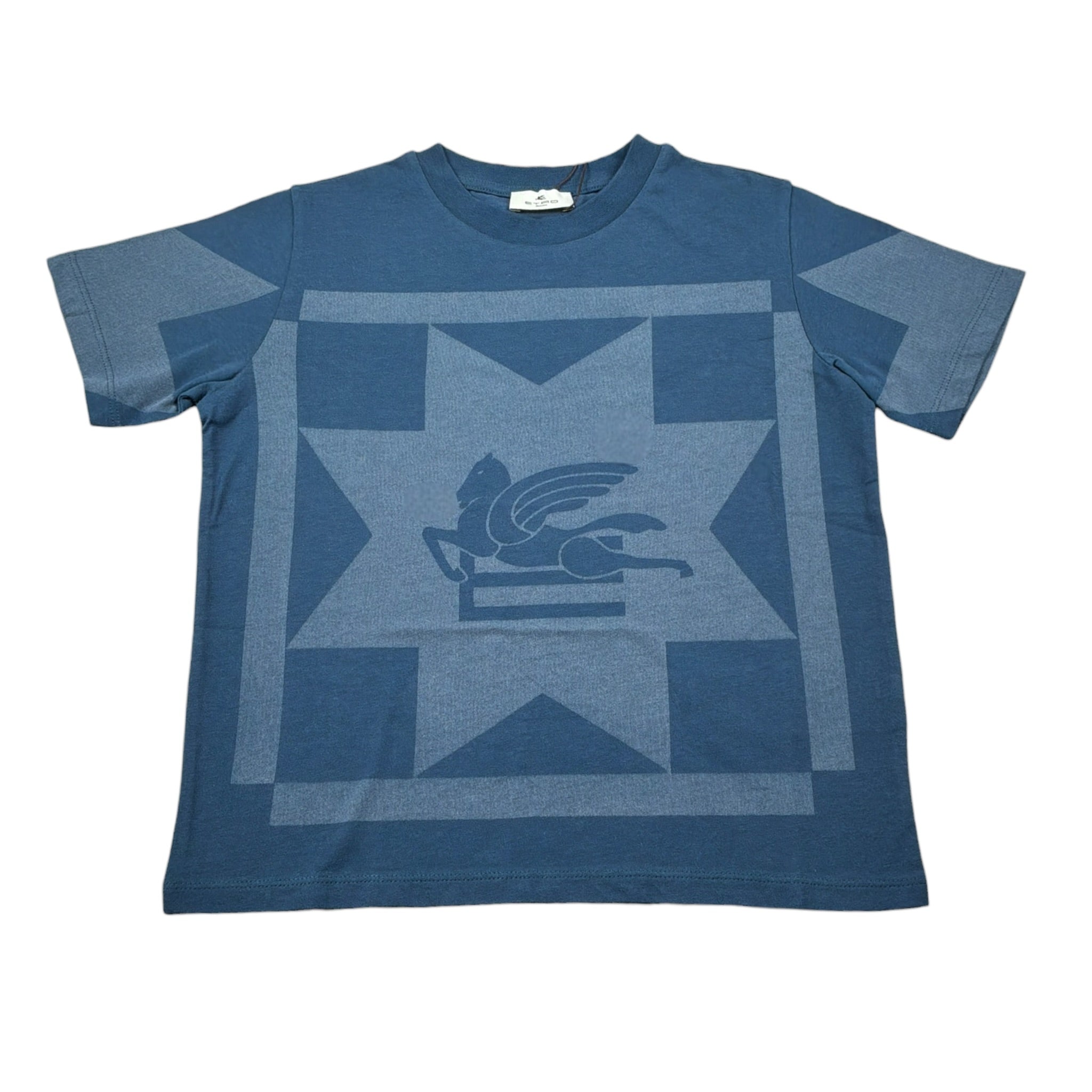 Etro T-Shirt Girocollo tinta unita con Stampa Blu per Bambino GW8P11 BLU ETRO 