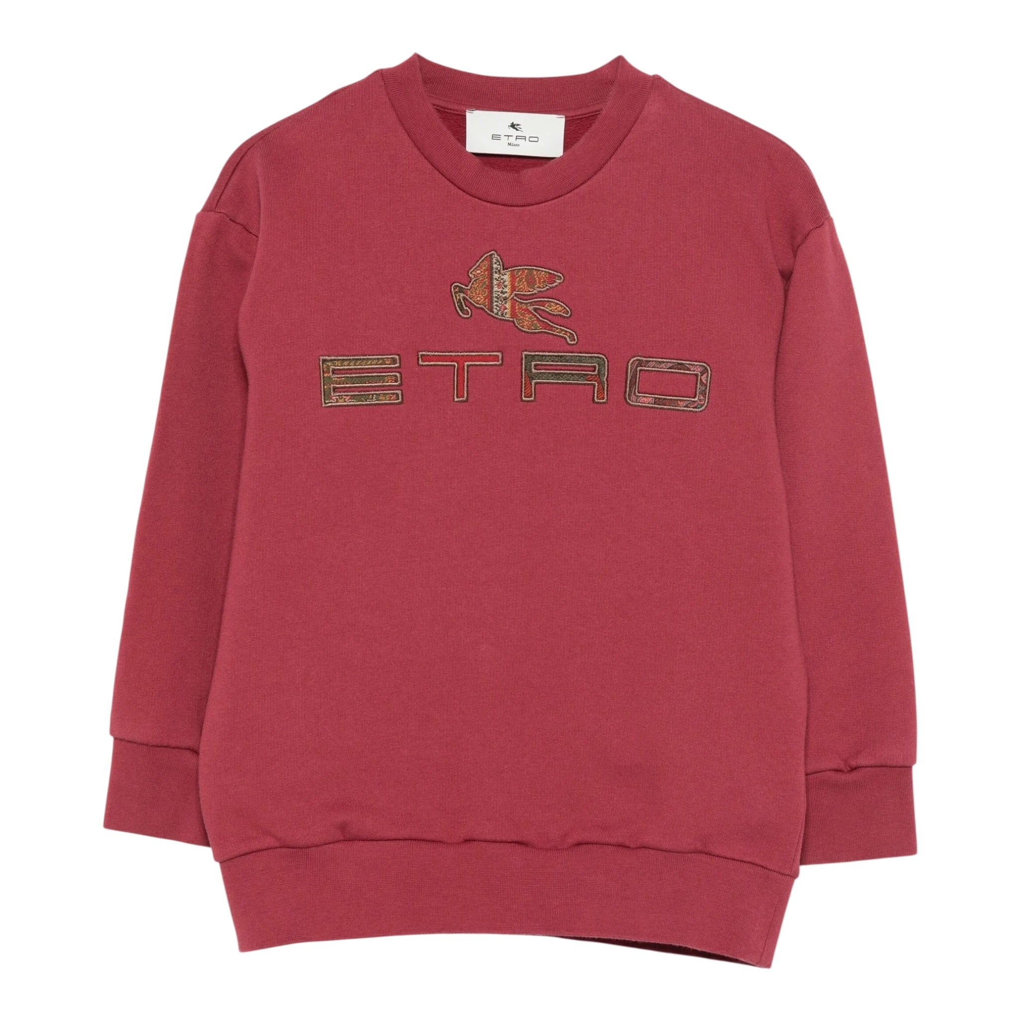Etro Felpa Chiusa Girocollo tinta unita con Logo Bordeaux per Bambina GX4P20 BORDEAUX ETRO 