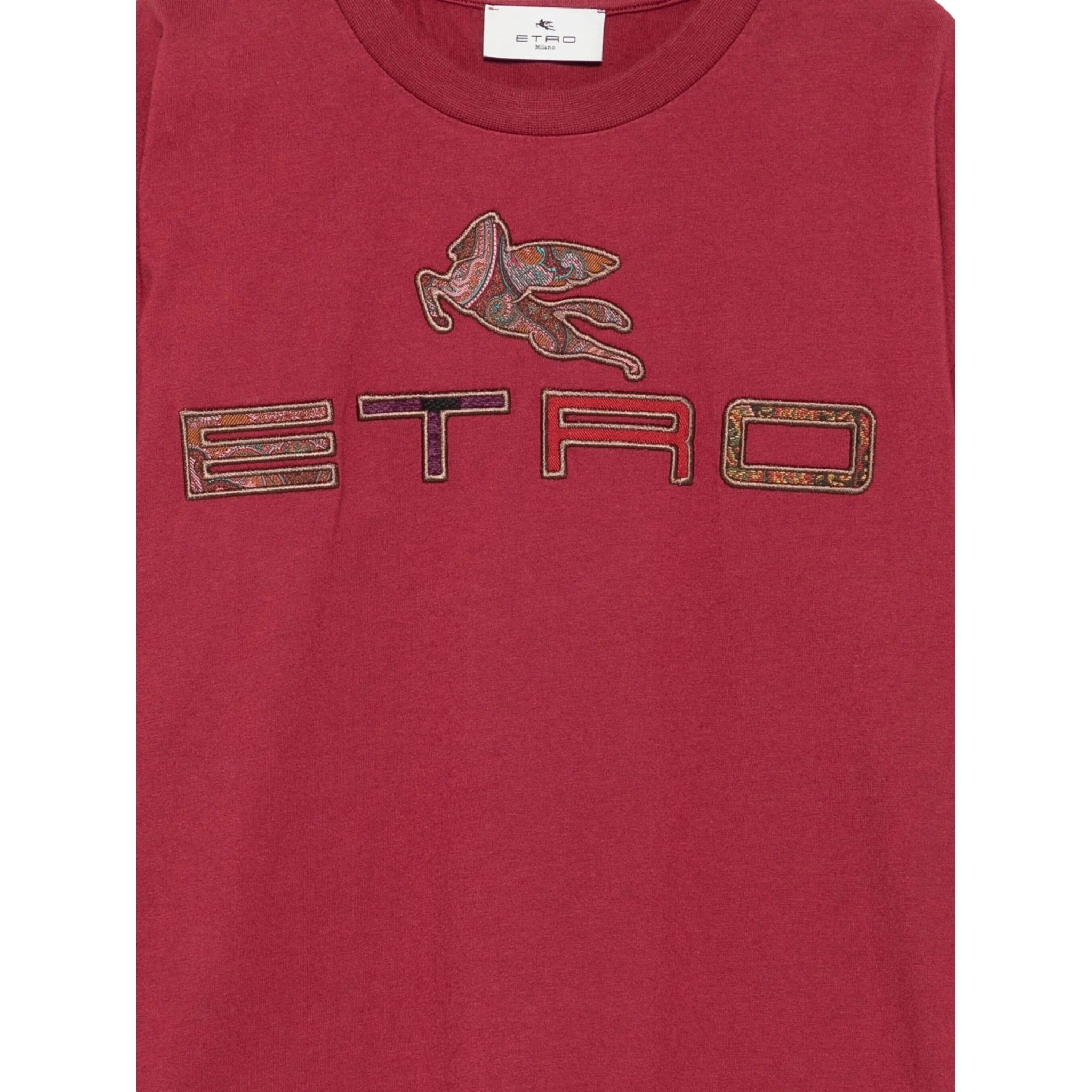 Etro T-Shirt Girocollo tinta unita con Stampa Bordeaux per Bambina GX8P21 BORDEAUX ETRO 