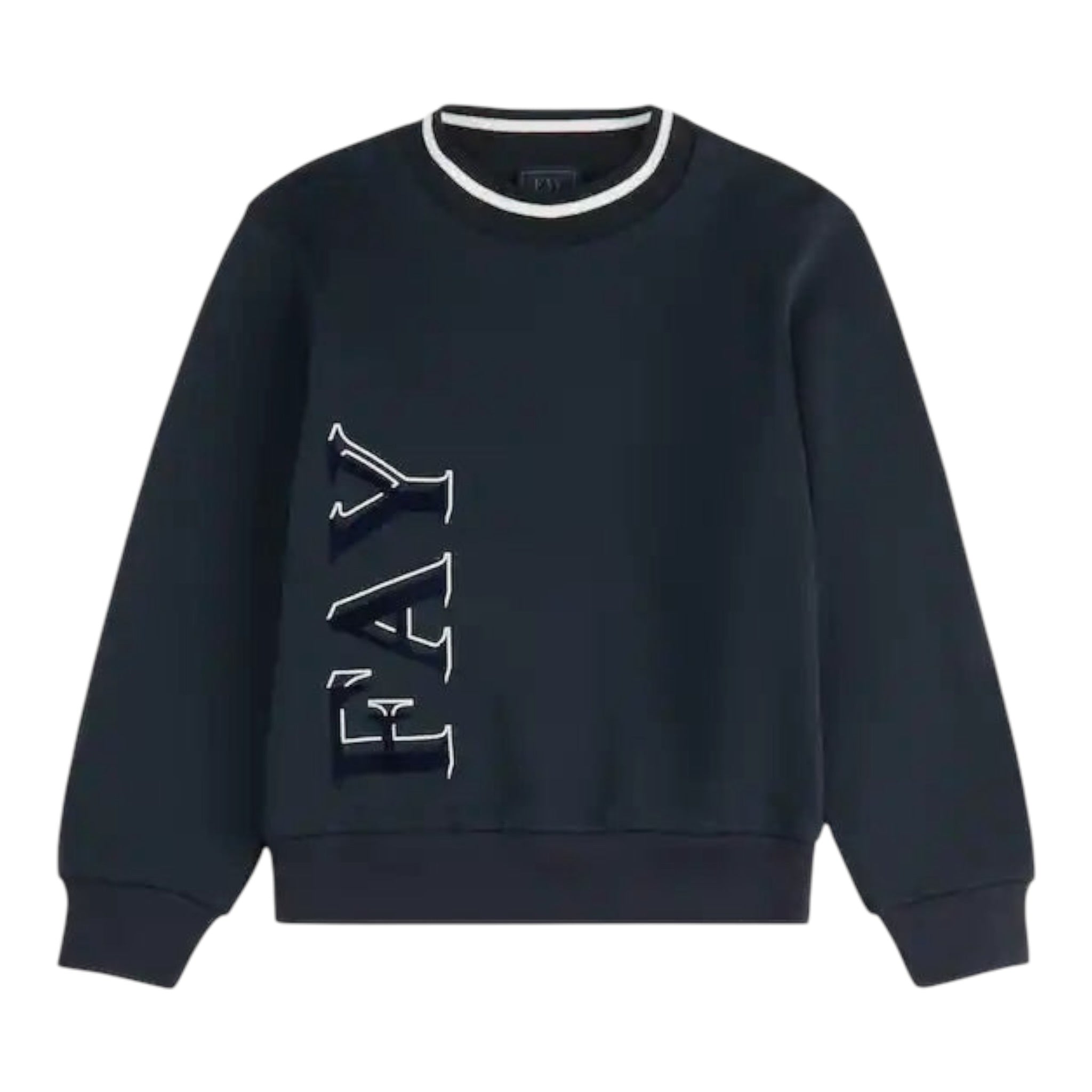 Fay Felpa Chiusa Girocollo tinta unita con Logo Blu per Bambino FX4P00 BLU FAY 
