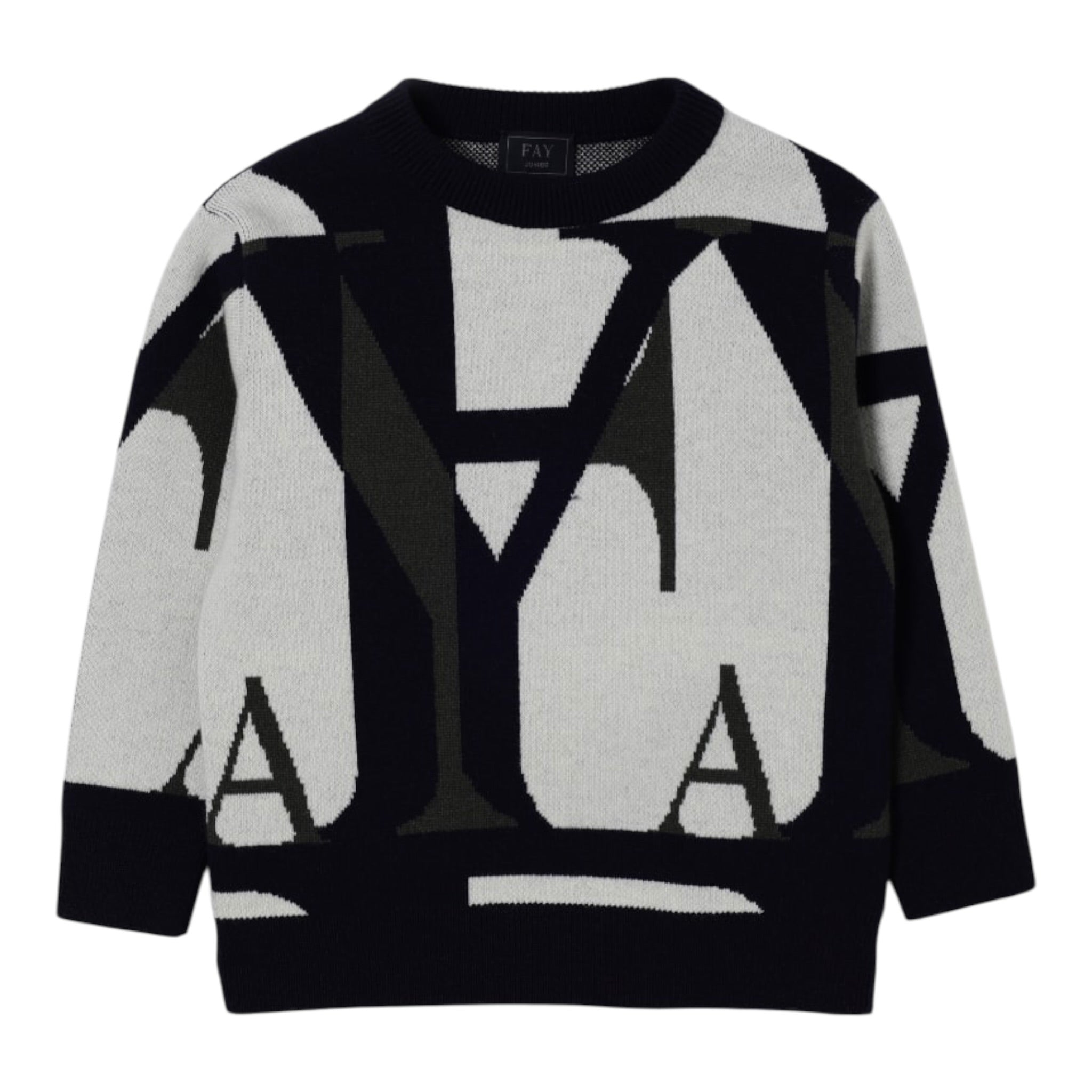 Fay Maglia Girocollo tinta unita con Logo Blu per Bambino FX9P50X BLU FAY 