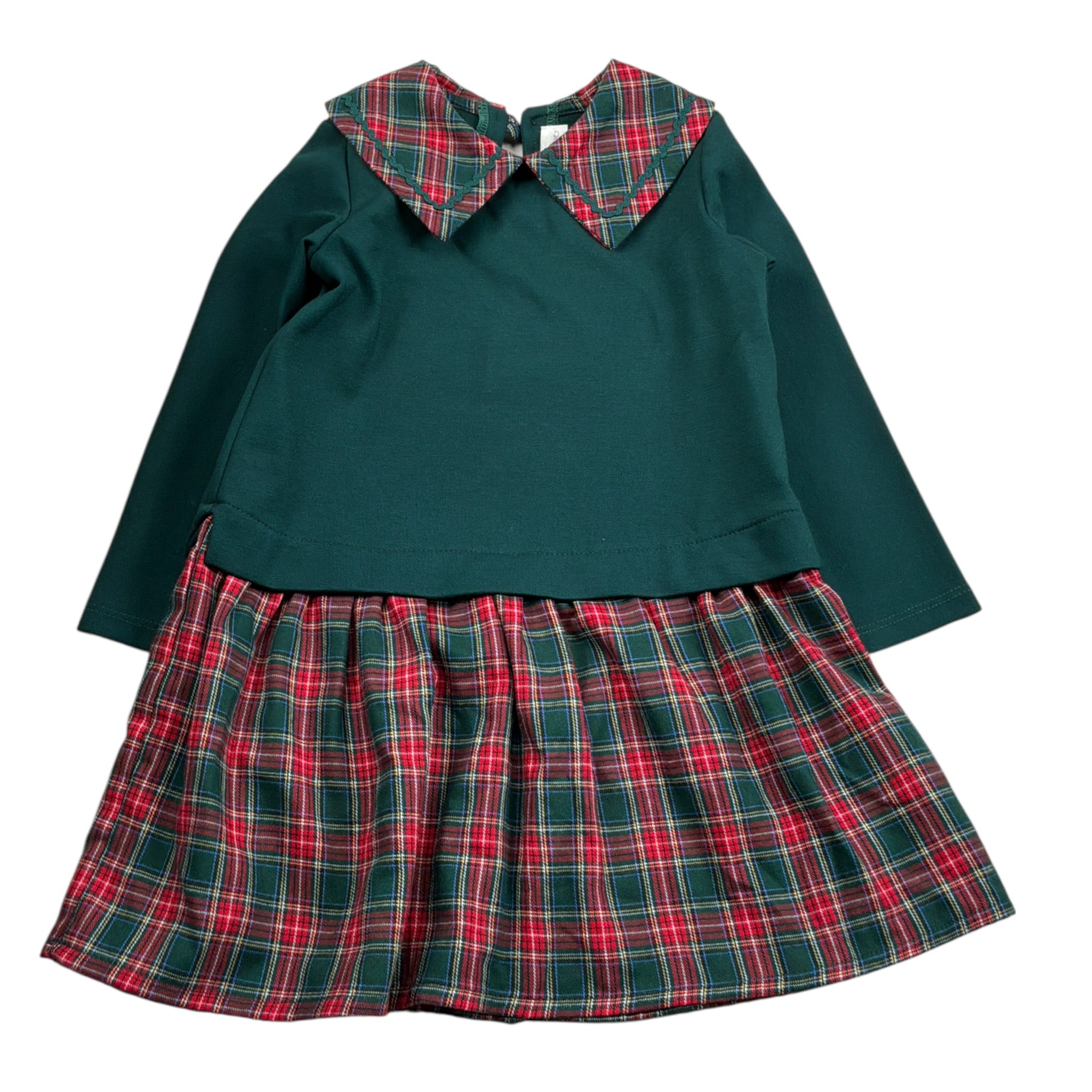 Fina Ejerique Abito Bicolore con Fantasia Scozzese Verde/Rosso per Bambina O25M24 VERDE/ROSSO FINA EJERIQUE 