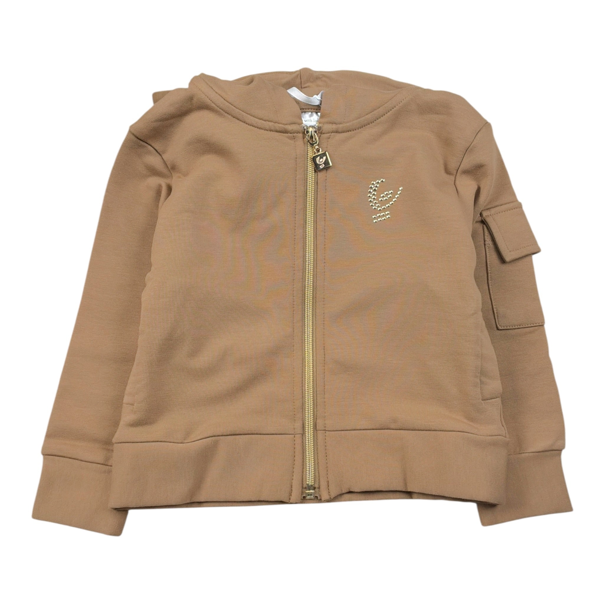 Freddy Felpa tinta unita con Zip E Cappuccio Cammello per Bambina FR2188 CAMMELLO FREDDY 