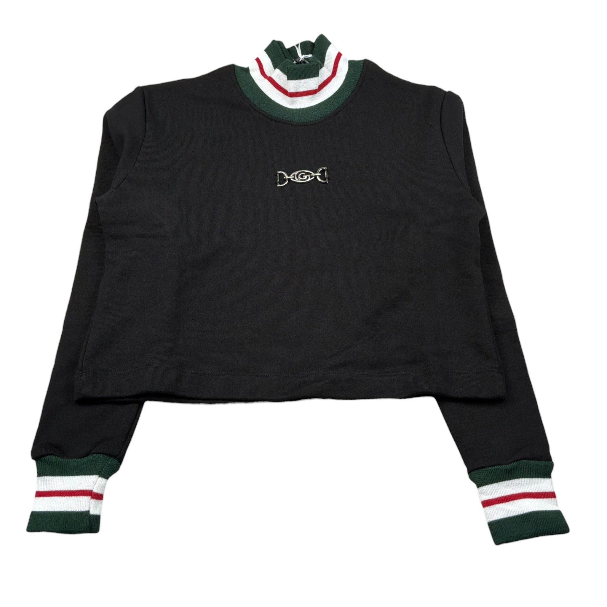 Gabriella Gucci Felpa Chiusa Mezzocollo tinta unita con Logo Nero per Bambina GK049 NERO GABRIELLA GUCCI 