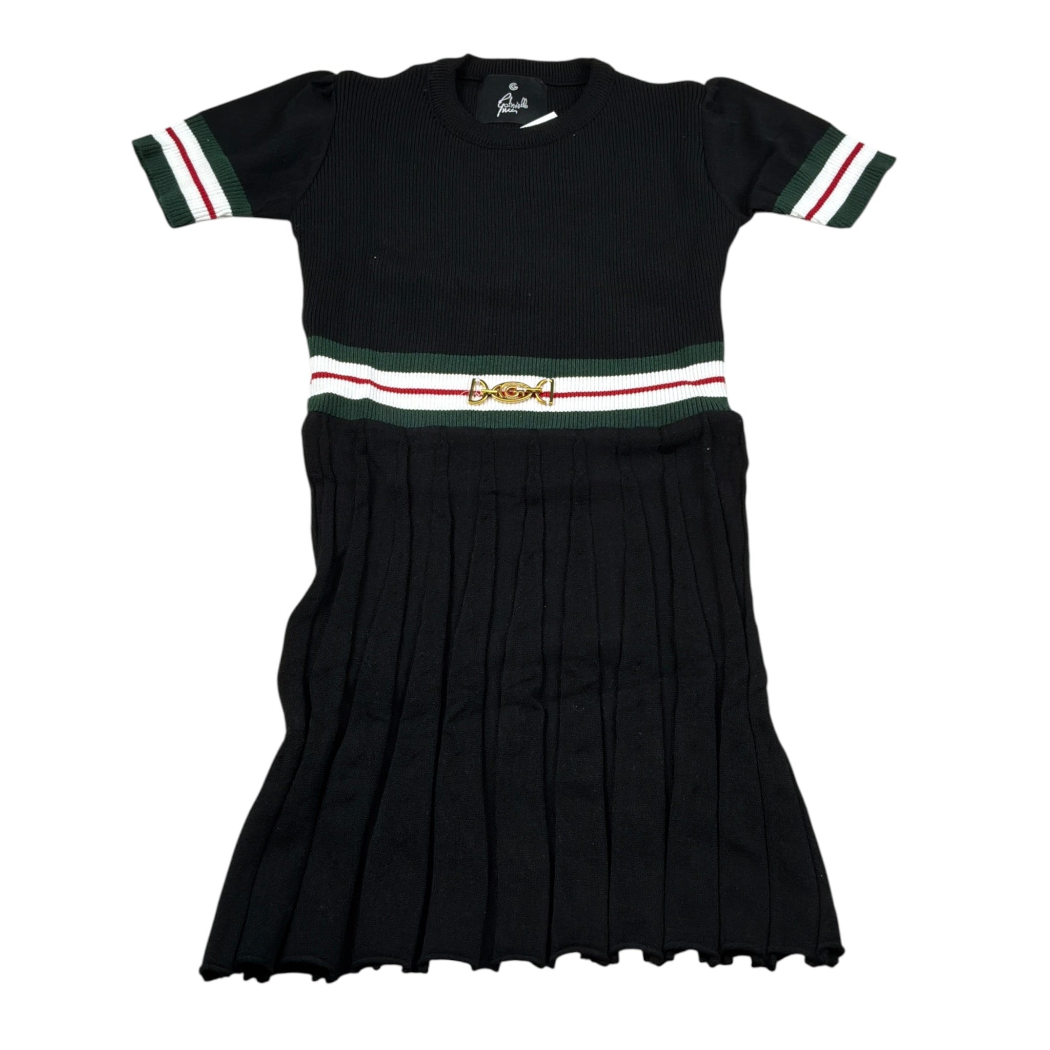 Gabriella Gucci Abito Mezza Manica tinta unita con Logo Nero per Bambina GK087 NERO GABRIELLA GUCCI 