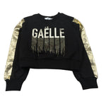 Gaelle Felpa Chiusa Girocollo tinta unita con Stampa Nero per Bambina 2741FY00631 NERO GAELLE 