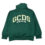 Gcds Felpa con Zip E Cappuccio tinta unita con Logo Verde per Bambino B2JM1925BA5 VERDE GCDS 