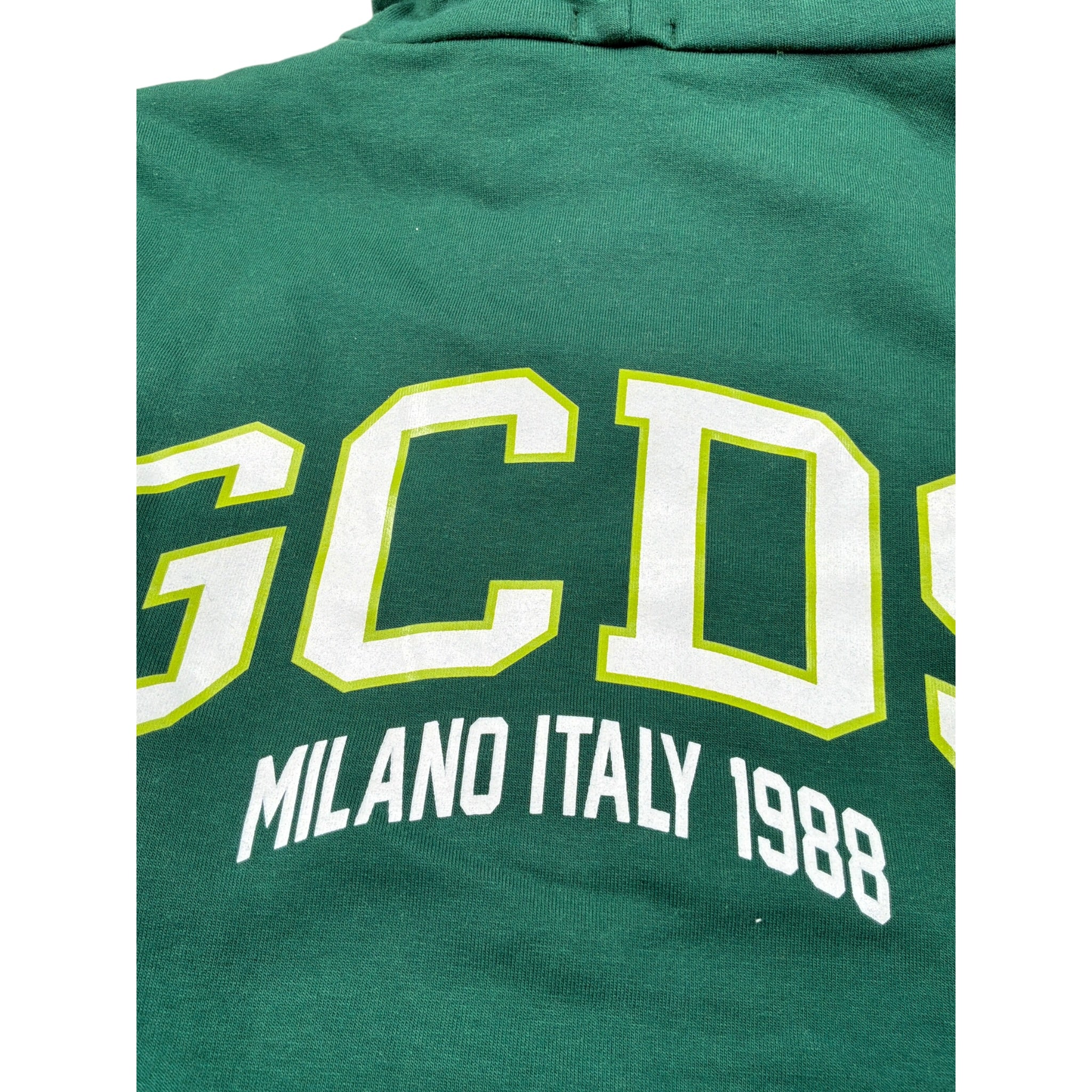 Gcds Felpa con Zip E Cappuccio tinta unita con Logo Verde per Bambino B2JM1925BA5 VERDE GCDS 