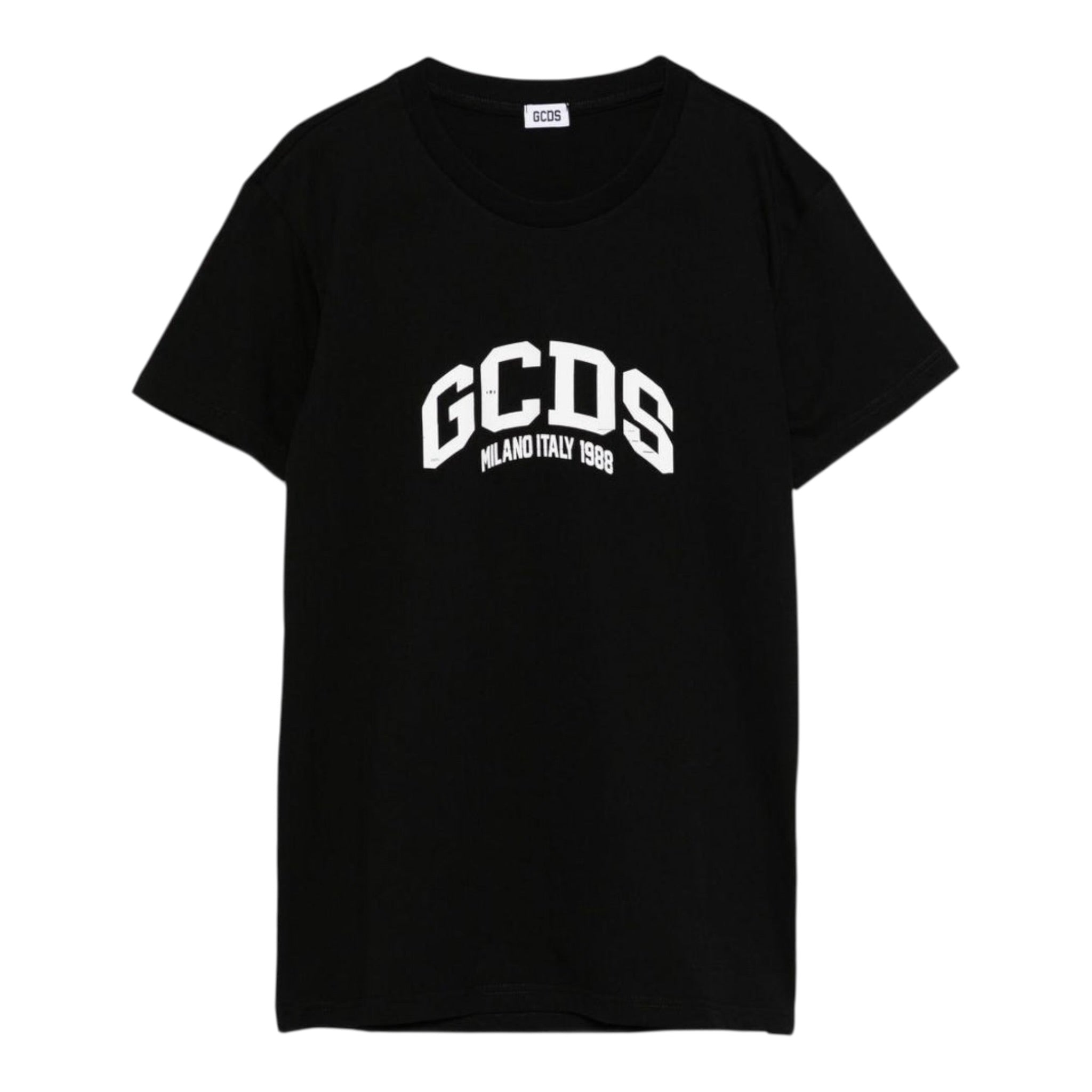 Gcds T-Shirt Girocollo tinta unita con Logo Nero per Bambino B2JM2328BA3 NERO GCDS 
