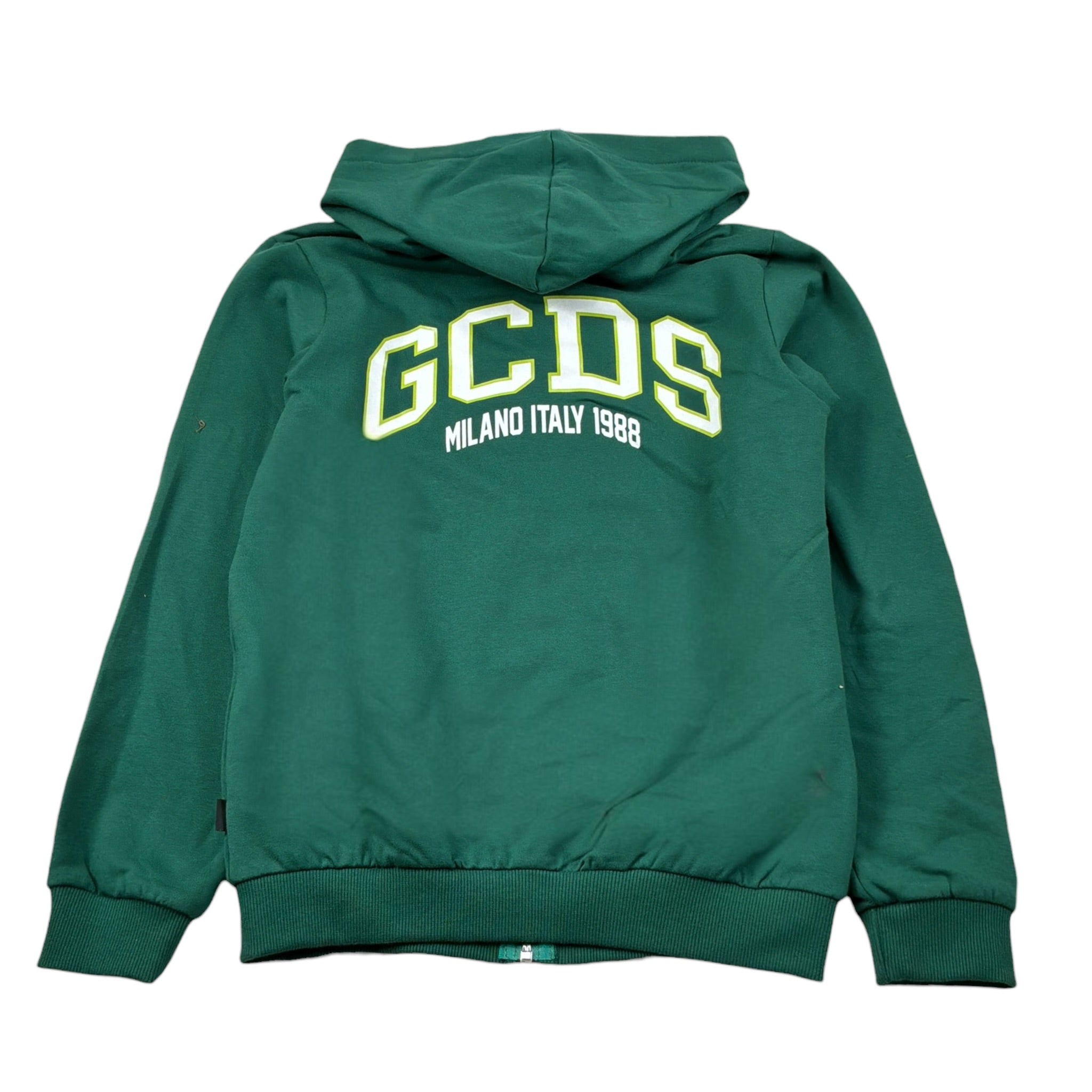Gcds Felpa tinta unita con Zip E Cappuccio Verde per Bambino B2KM1925BA5 VERDE GCDS 