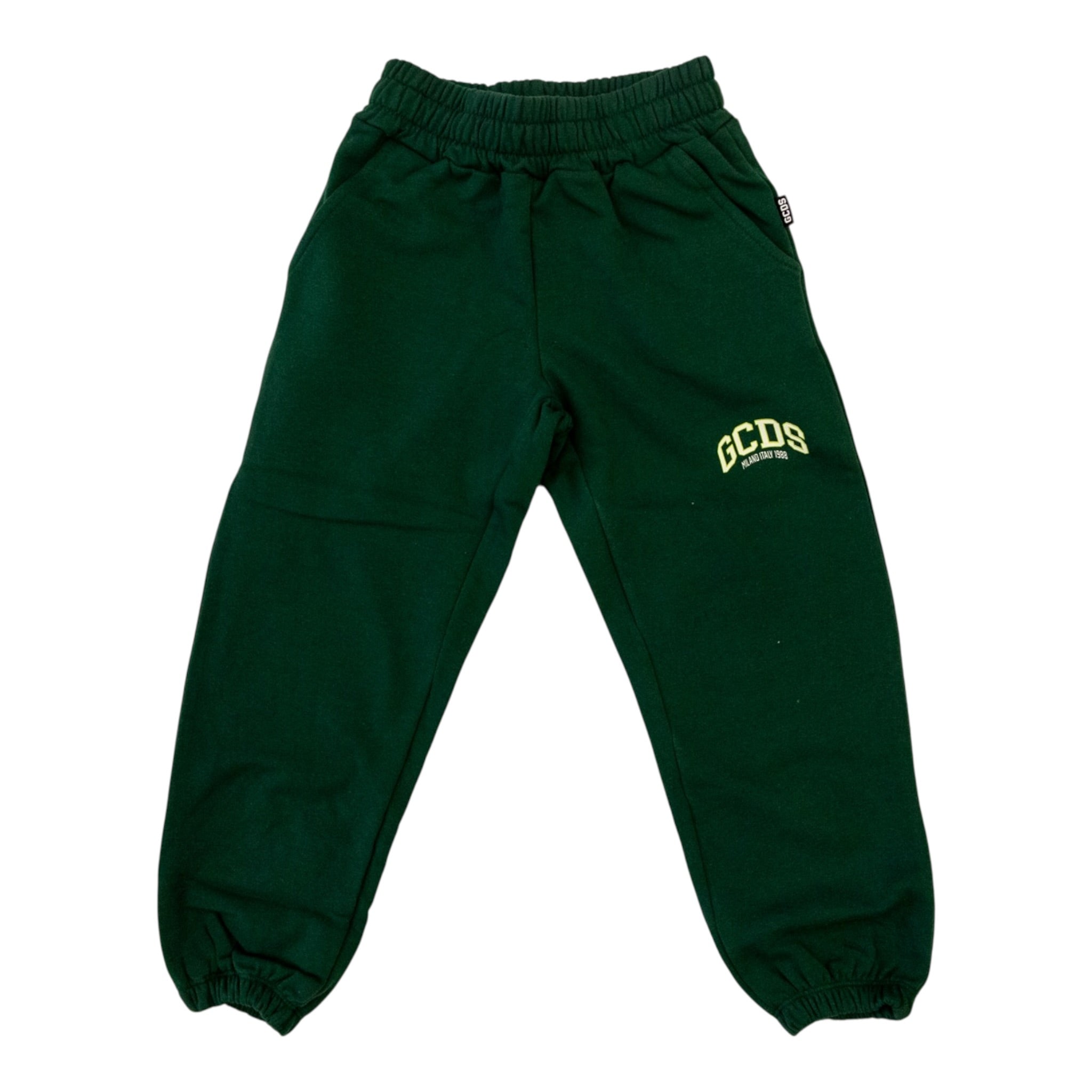 Gcds Pantalone Tuta tinta unita con Logo Verde per Bambino B2KM3016BA5 VERDE GCDS 