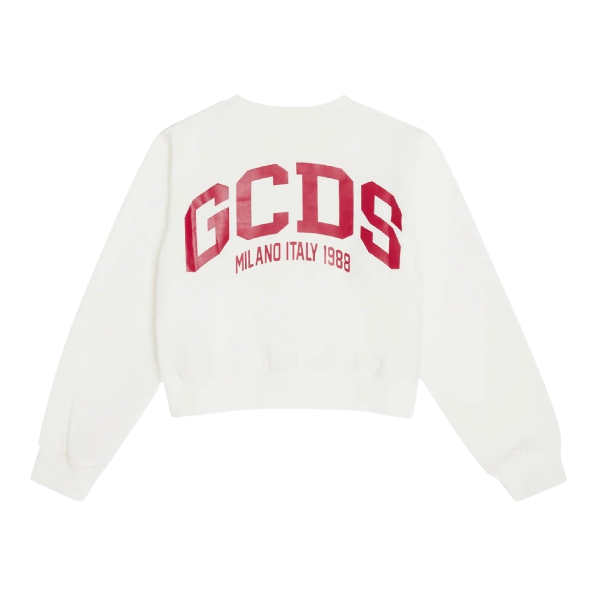 Gcds Felpa Chiusa Girocollo tinta unita con Logo Panna per Bambina B2KW1531BA5 PANNA GCDS 