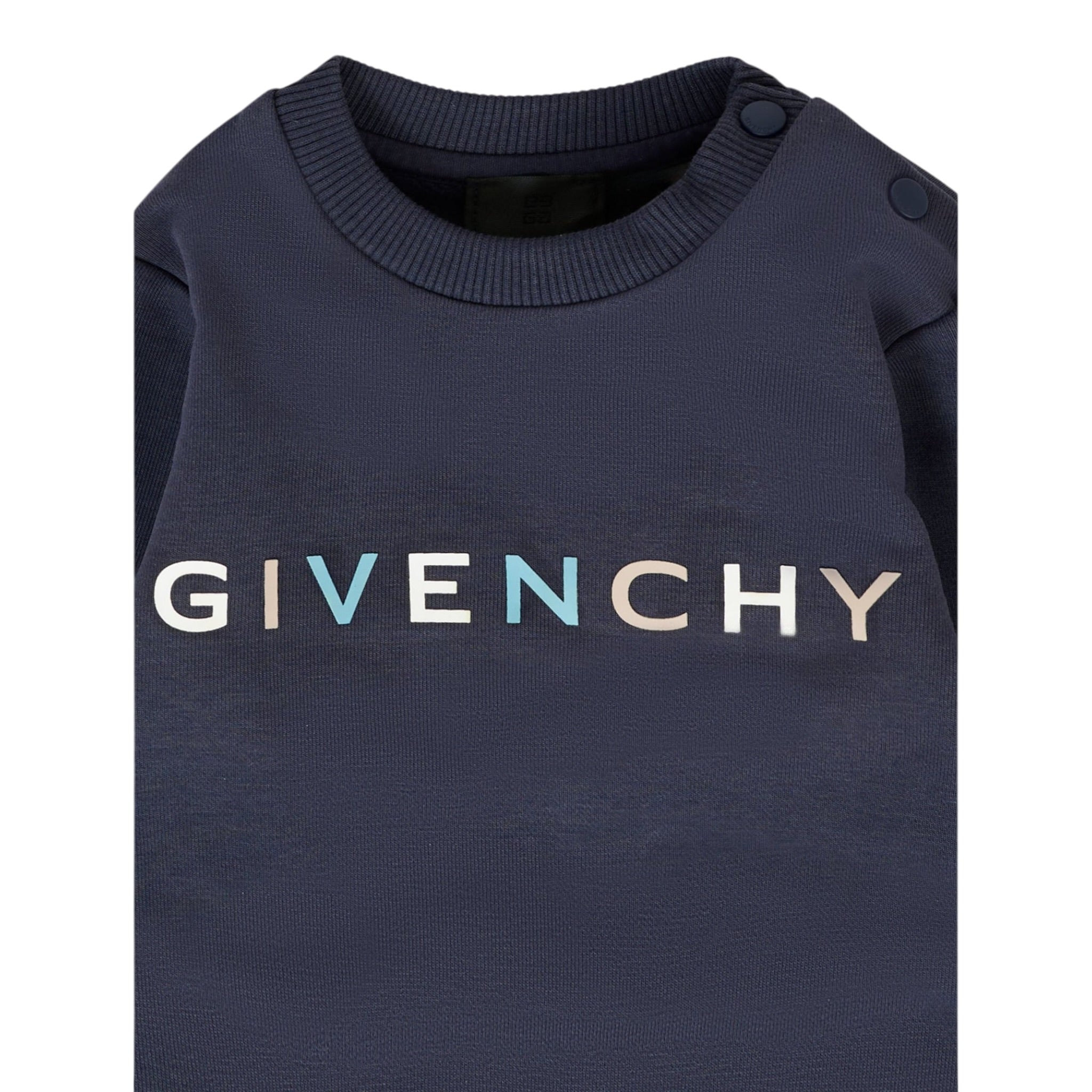 Givenchy Felpa Chiusa Girocollo tinta unita con Logo Blu per Neonato H30884 BLU GIVENCHY 