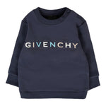 Givenchy Felpa Chiusa Girocollo tinta unita con Logo Blu per Bambino H30884J BLU GIVENCHY 
