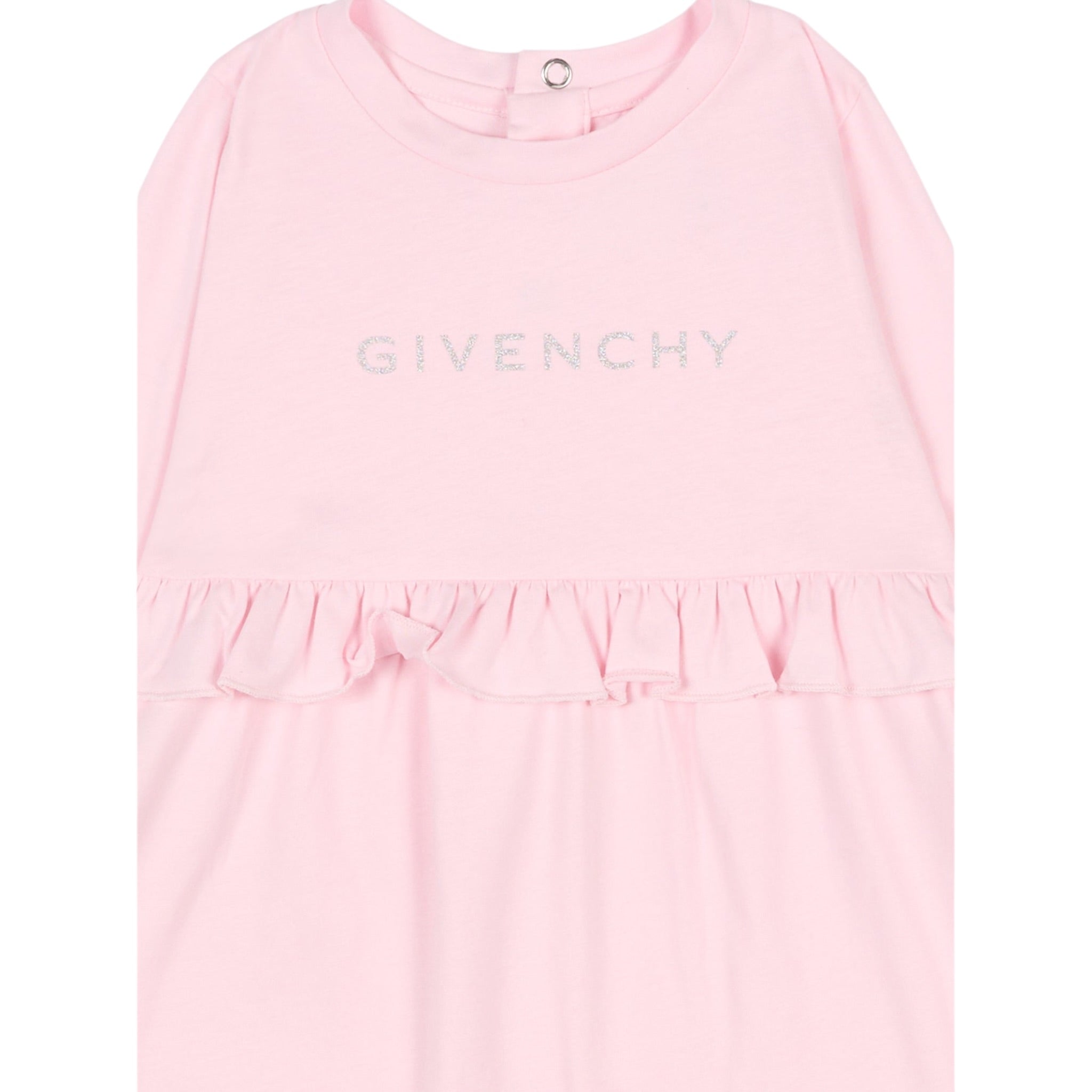 Givenchy Abito Manica Lunga tinta unita con Logo Rosa per Bambina H30899J ROSA GIVENCHY 