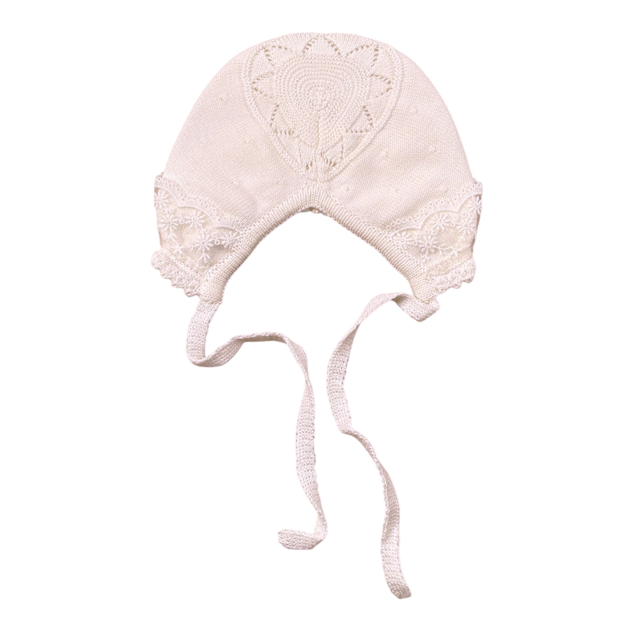 Granlei Cappello tinta unita con Ricami Panna per Neonata 542 PANNA GRANLEI 