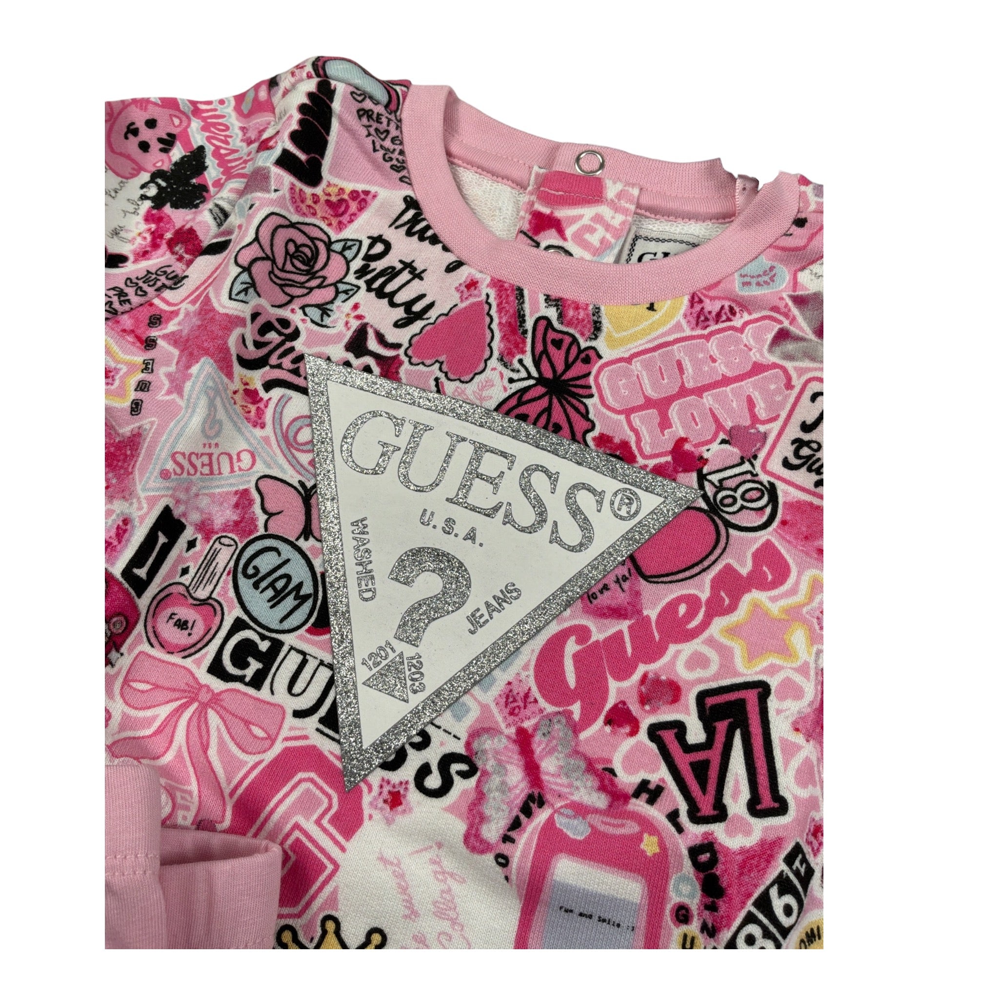 Guess Completo 2 Pezzi Felpa-Leggins Rosa per Neonata A5YG01KA6R4 ROSA GUESS 
