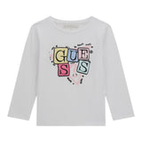 Guess Shirt Girocollo tinta unita con Stampe Bianco per Neonata A5YI00K6YW4 BIANCO GUESS 