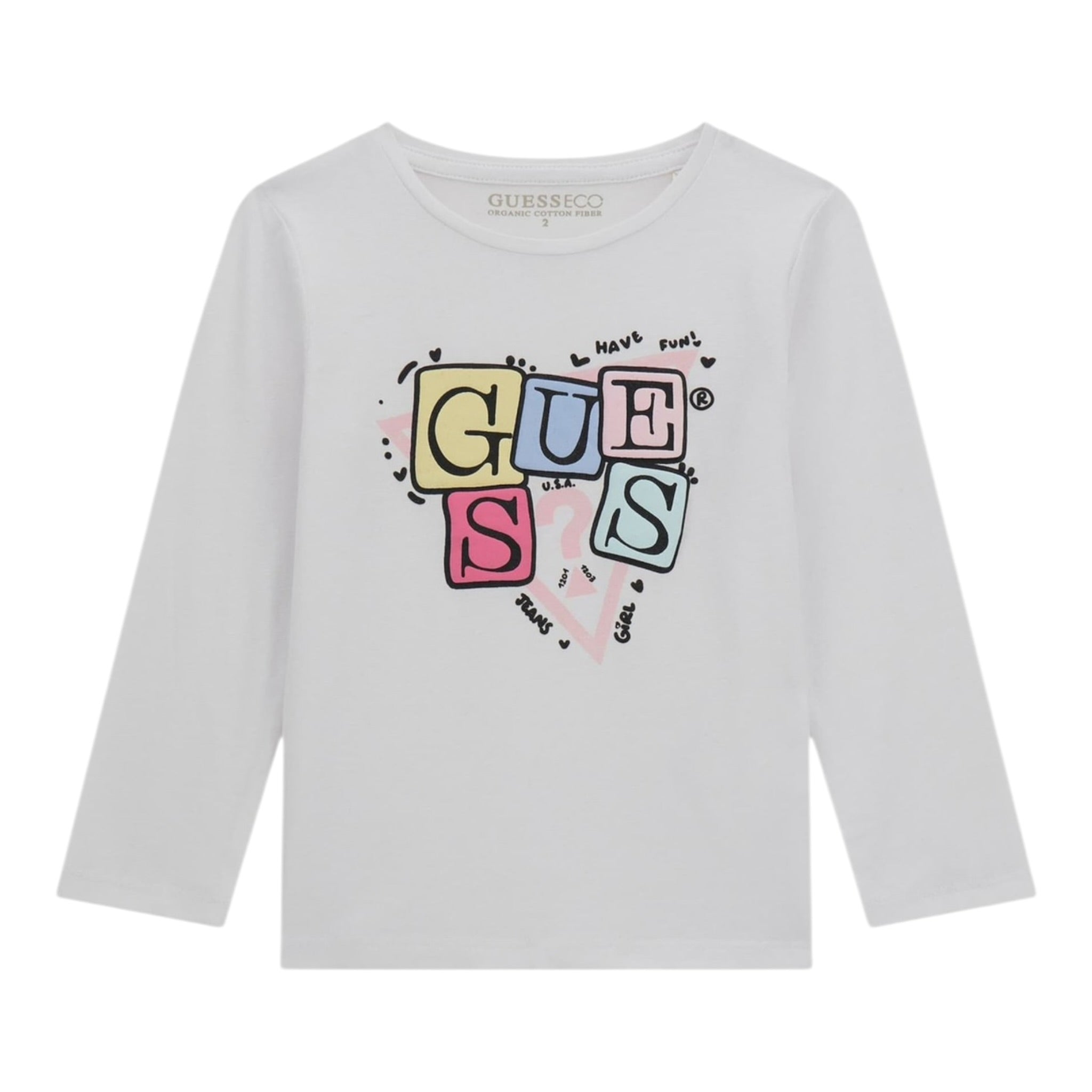 Guess Shirt Girocollo tinta unita con Stampe Bianco per Neonata A5YI00K6YW4 BIANCO GUESS 