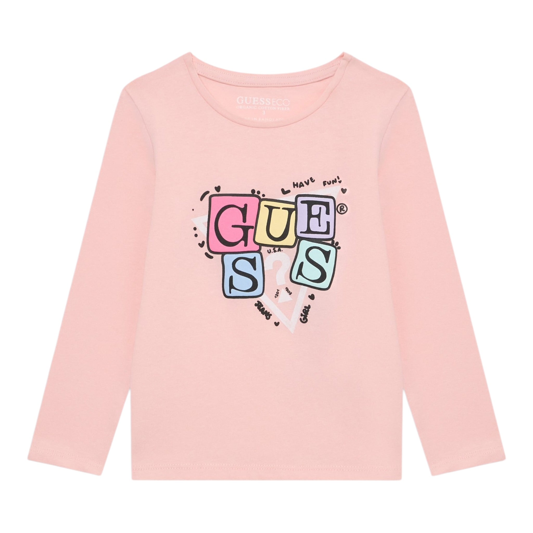Guess Shirt Girocollo tinta unita con Stampe Rosa per Neonata A5YI00K6YW4X ROSA GUESS 