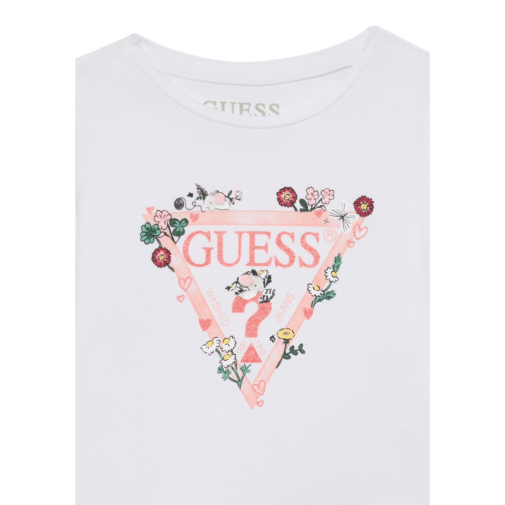 Guess Shirt tinta unita con Stampa Bianco per Neonata A5YI03K6YW4 BIANCO GUESS 