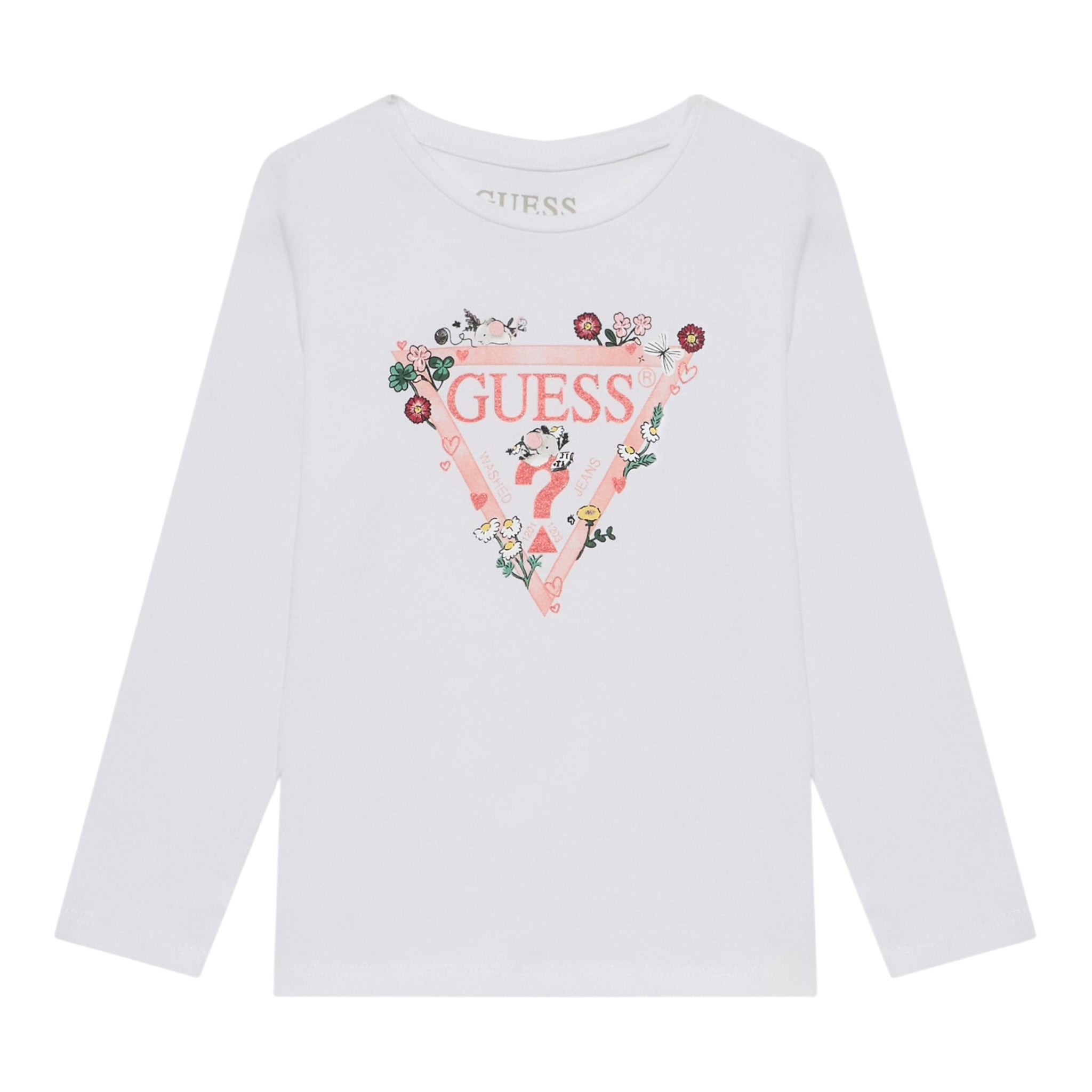 Guess Shirt tinta unita con Stampa Bianco per Bambina A5YI03K6YW4XJ BIANCO GUESS 
