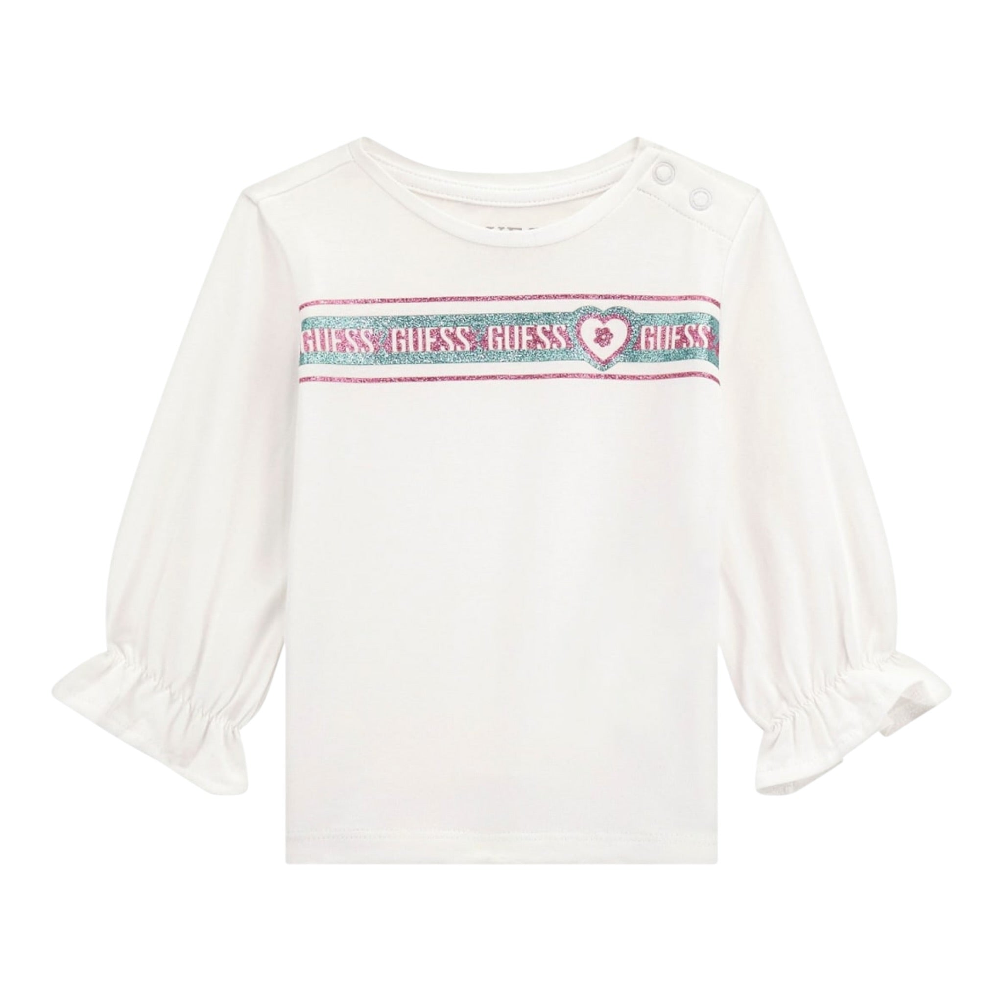 Guess Shirt tinta unita con Stampa Bianco per Neonata A5YI05K6YW4 BIANCO GUESS 