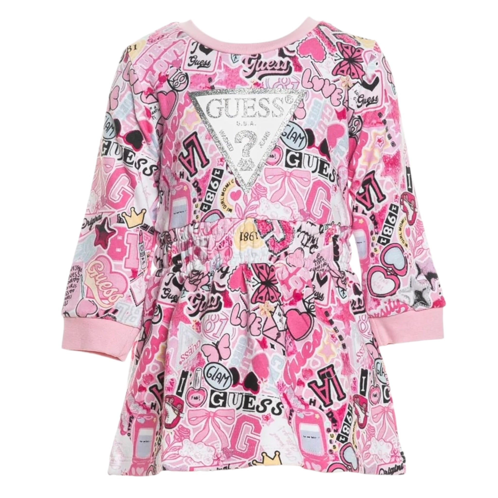 Guess Abito Manica Lunga tinta unita con Culotte Rosa per Neonata A5YK02KA6R4X ROSA GUESS 