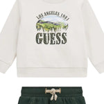 Guess Completo 2Pz Felpa-Pantalone Bicolore Bianco/Verde per Neonato I5BG08KAX74 BIANCO/VERDE GUESS 
