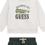 Guess Completo 2Pz Felpa-Pantalone Bicolore Bianco/Verde per Neonato I5BG08KAX74 BIANCO/VERDE GUESS 