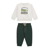Guess Completo 2Pz Felpa-Pantalone Bicolore Bianco/Verde per Neonato I5BG08KAX74 BIANCO/VERDE GUESS 