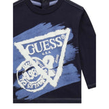 Guess Shirt tinta unita con Logo Blu per Neonato I5BI02I3Z14 BLU GUESS 