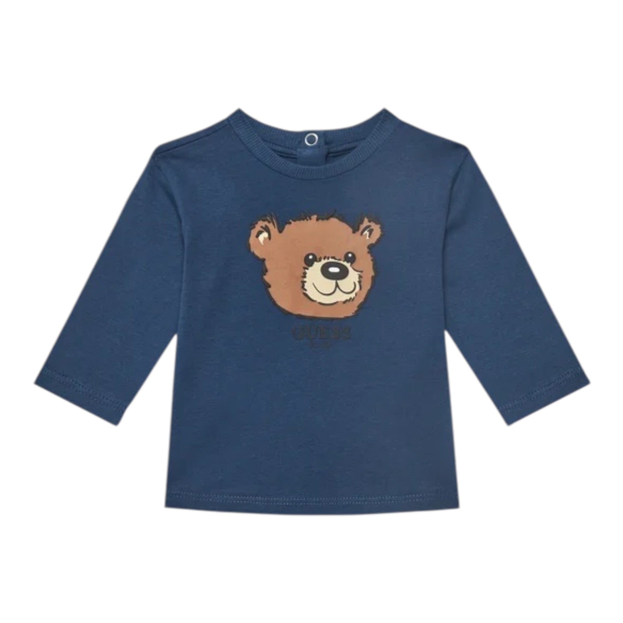 Guess Shirt tinta unita Girocollo con Stampa Blu per Neonato I5YI02K8HM4X BLU GUESS 