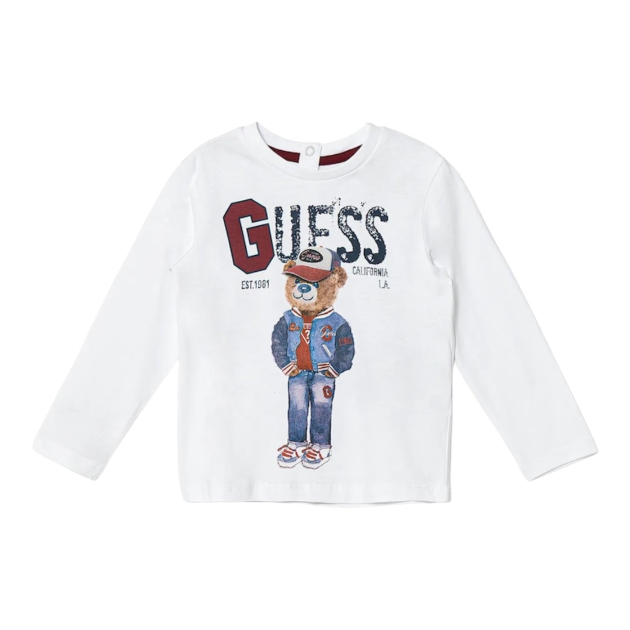 Guess Shirt tinta unita Girocollo con Stampa Bianco per Neonato I5YI04K8HM4 BIANCO GUESS 