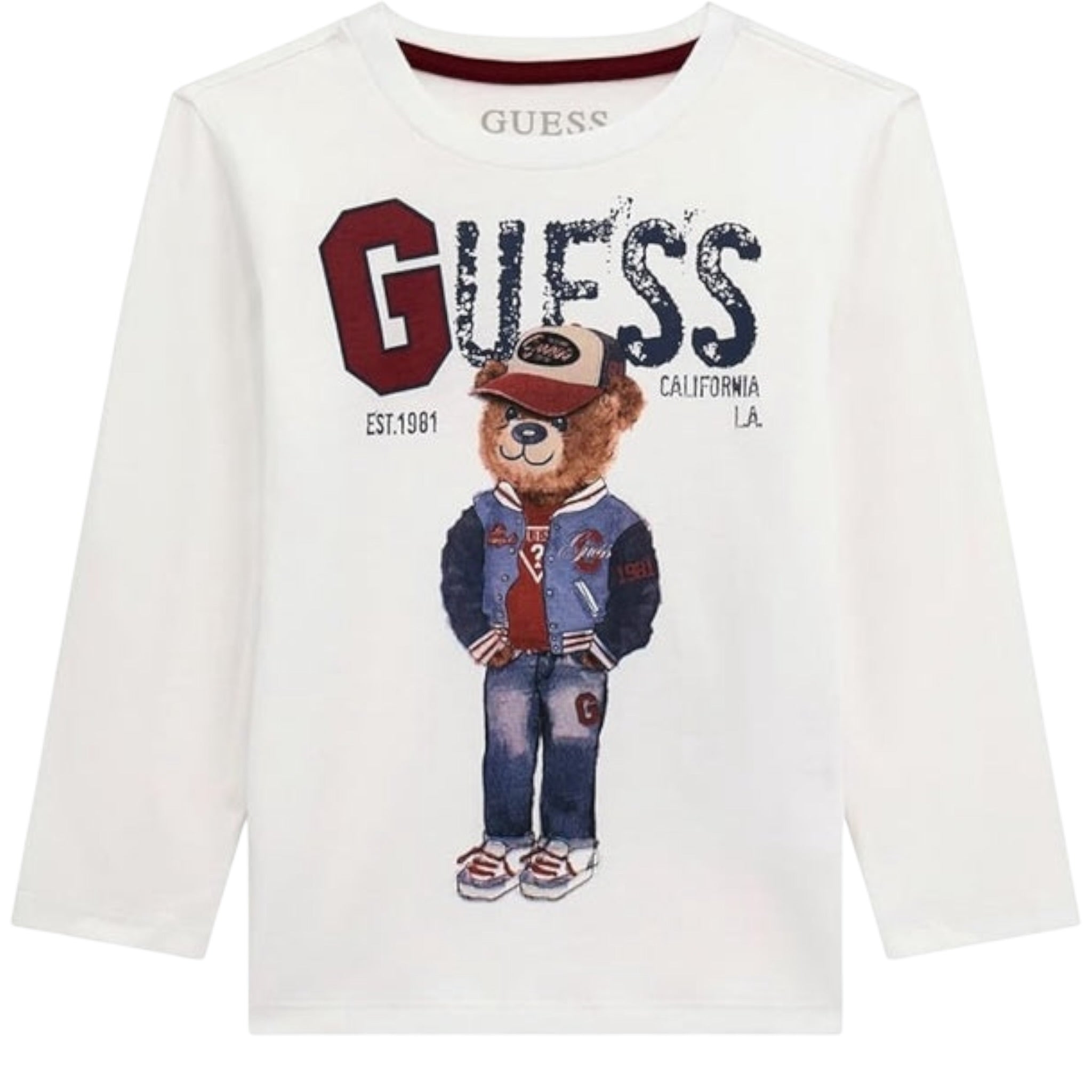 Guess Shirt tinta unita Girocollo con Stampa Bianco per Neonato I5YI04K8HM4XX BIANCO GUESS 