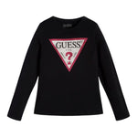Guess Shirt Girocollo tinta unita con Brillantini Nero per Bambina J2YI50K6YW1 NERO GUESS 