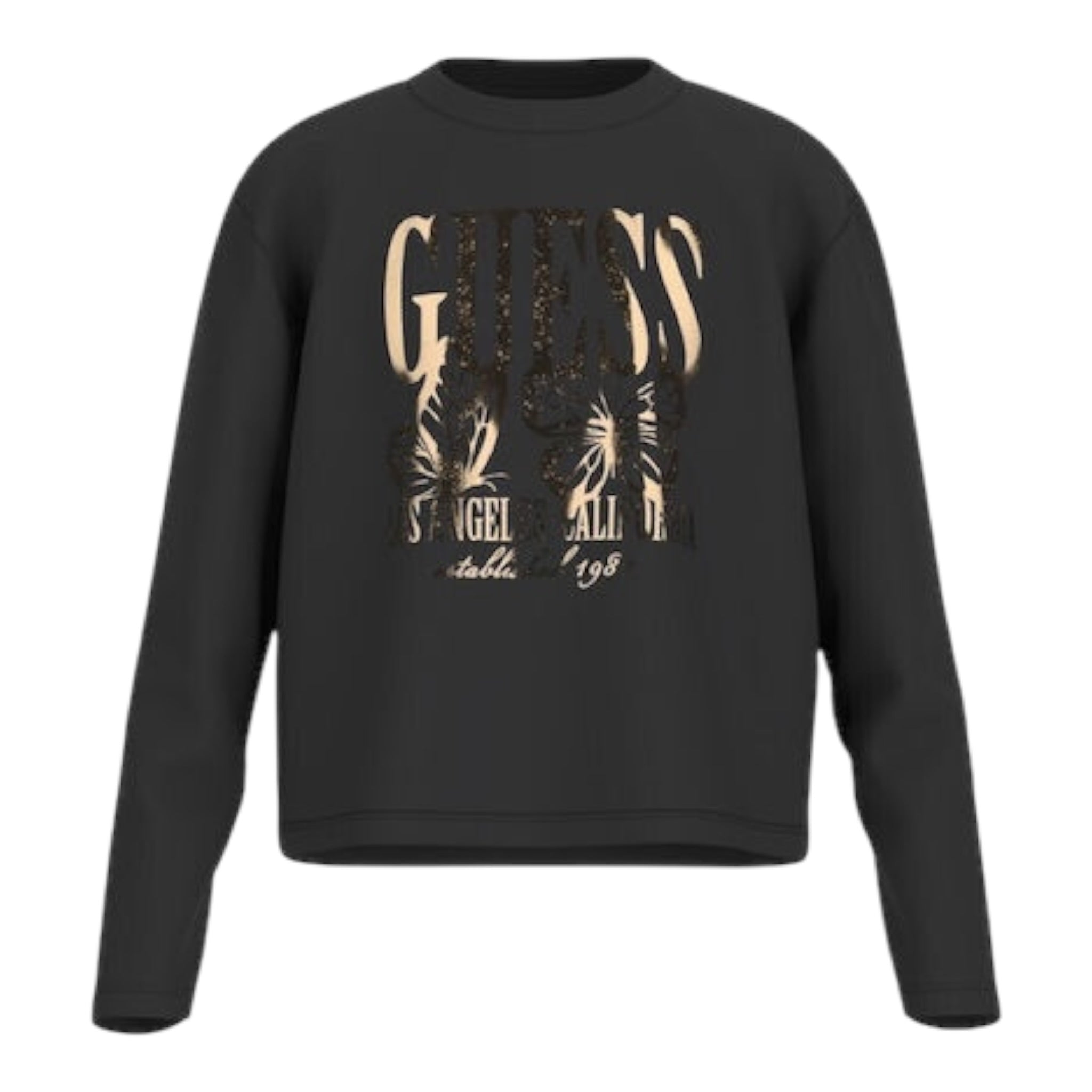 Guess Shirt tinta unita Girocollo con Stampa Nero per Bambina J5YI32K6YW4 NERO GUESS 
