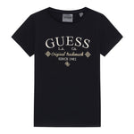 Guess T-Shirt Girocollo tinta unita con Logo Nero per Bambina J5YI40I3Z14 NERO GUESS 