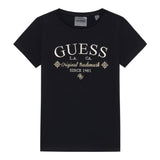 Guess T-Shirt Girocollo tinta unita con Logo Nero per Bambina J5YI40I3Z14 NERO GUESS 