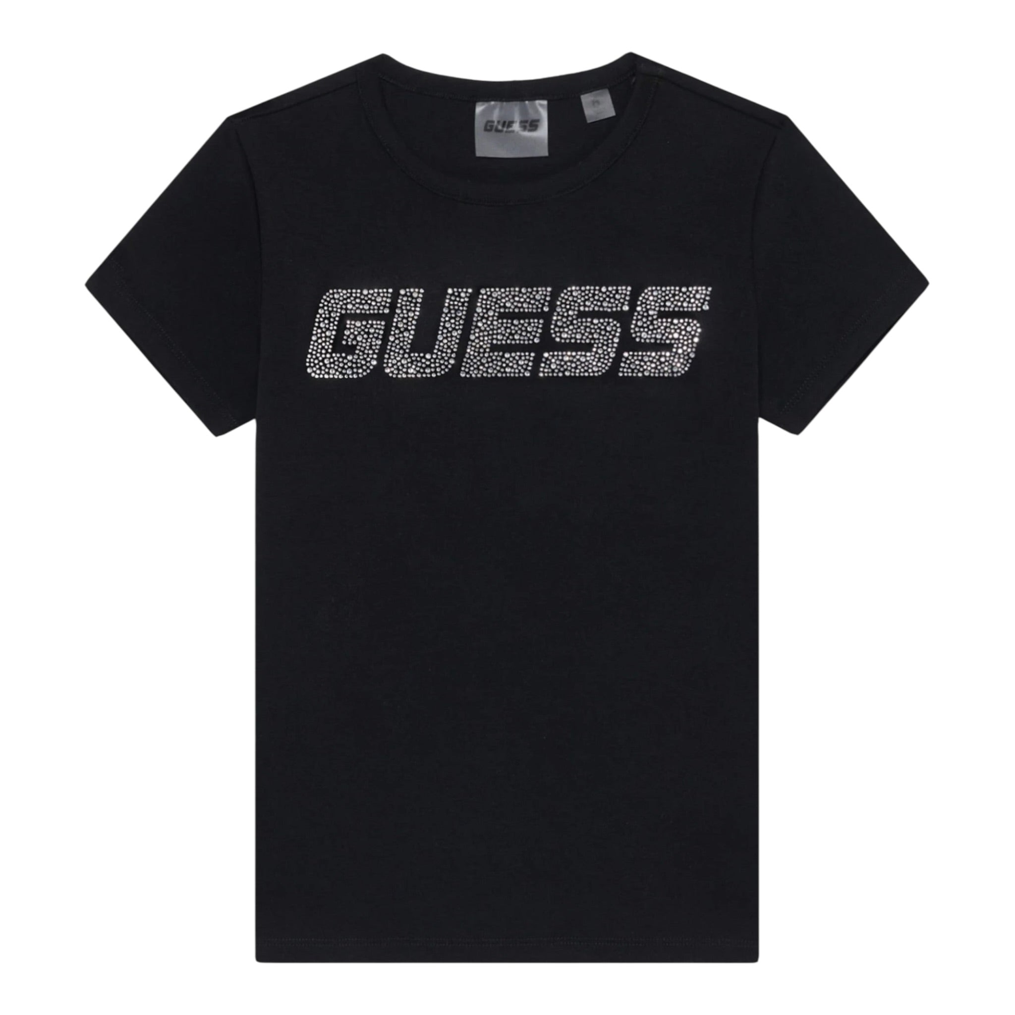 Guess T-Shirt tinta unita con Brillantini Nero per Bambina J5YI42KCIV1 NERO GUESS 