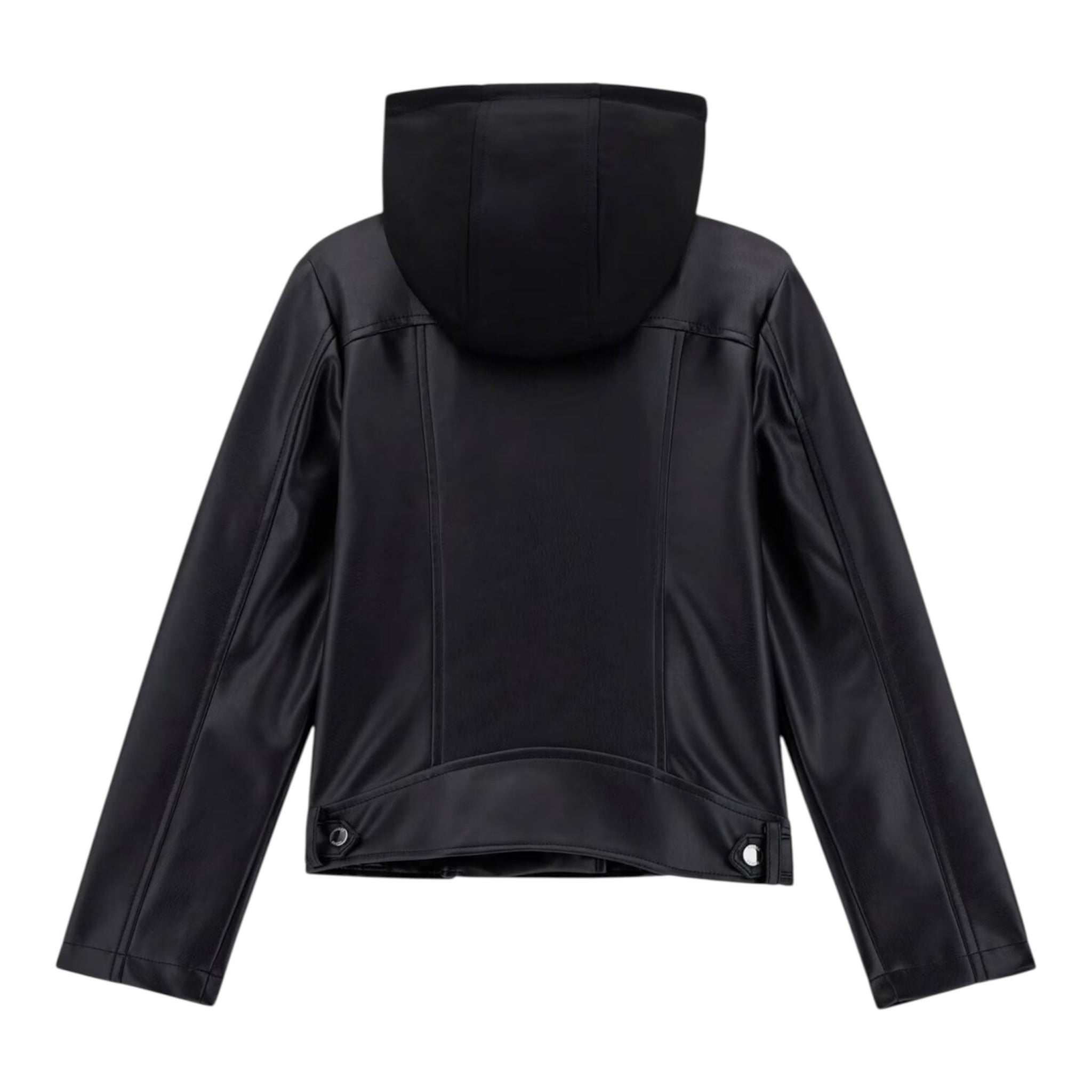 Guess Chiodo In Ecopelle tinta unita con Cappuccio Nero per Bambino J5YL01WAEI0 NERO GUESS 