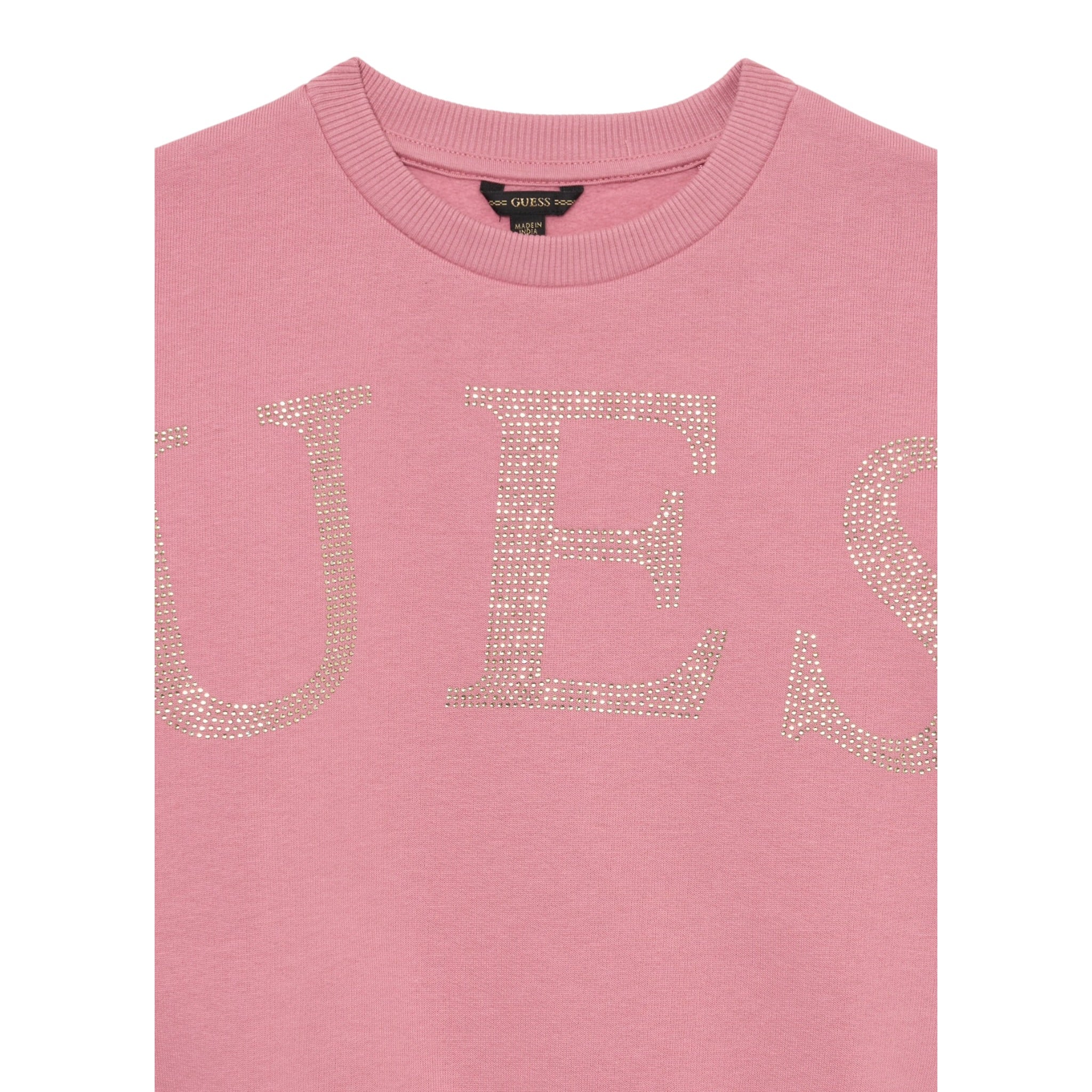 Guess Felpa tinta unita con Brillantini Rosa per Bambina J5YQ09KAV34 ROSA GUESS 