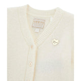 Guess Cardigan tinta unita con Applicazione Logo Panna per Bambina K4BR04Z3220 PANNA GUESS 