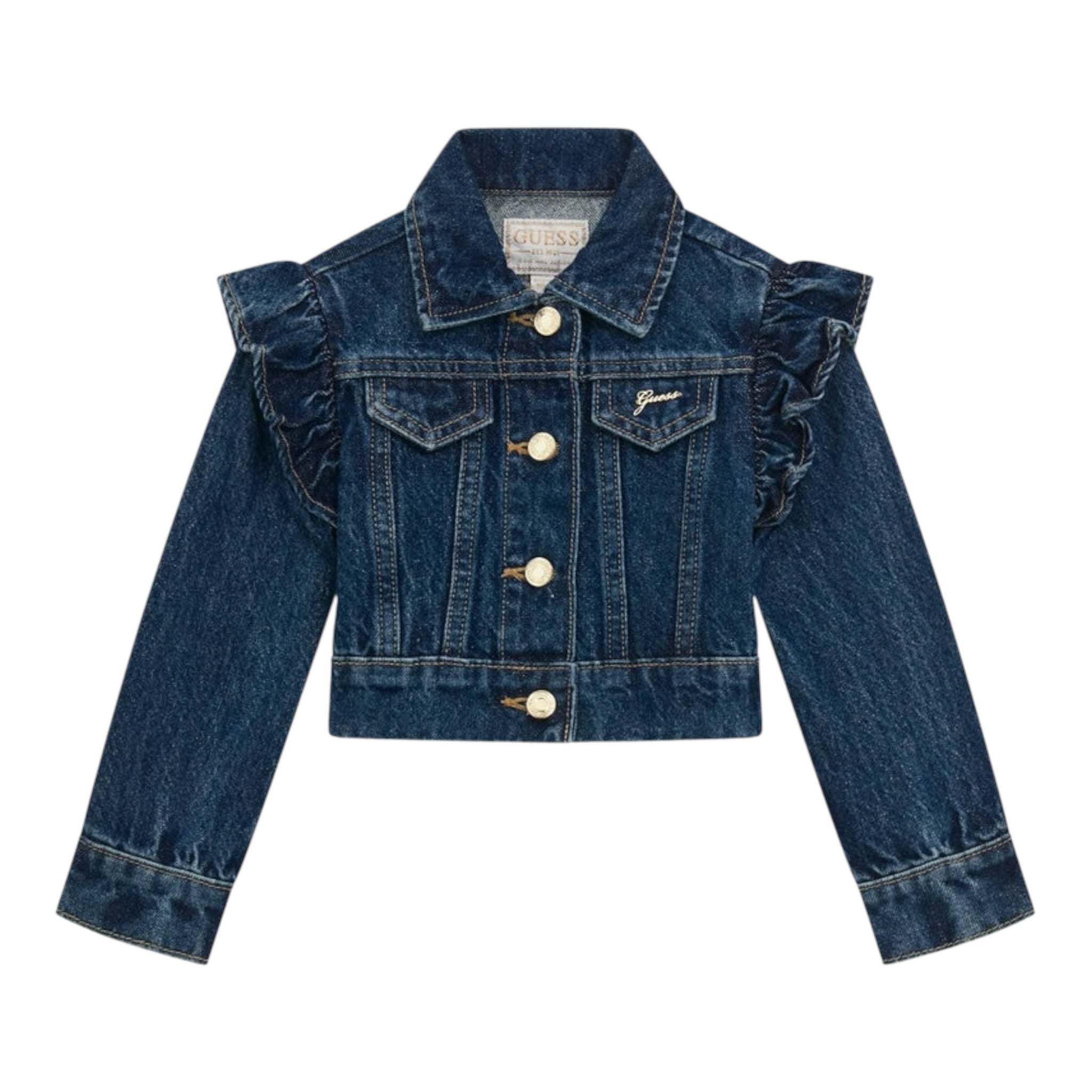 Guess Giubbino In Denim tinta unita con Brillantini Blu per Neonata K5RL00D5D90 BLU GUESS 