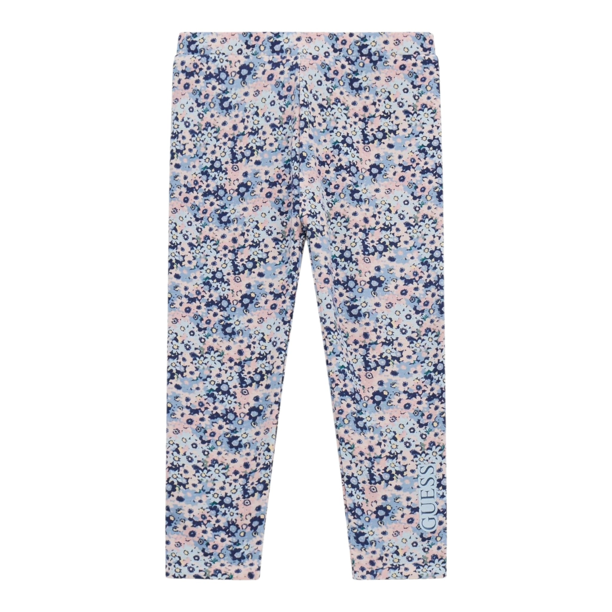 Guess Leggins Reversibile Bicolore con Fantasia Floreale Blu per Bambina K5YB05K6YW4 BLU GUESS 