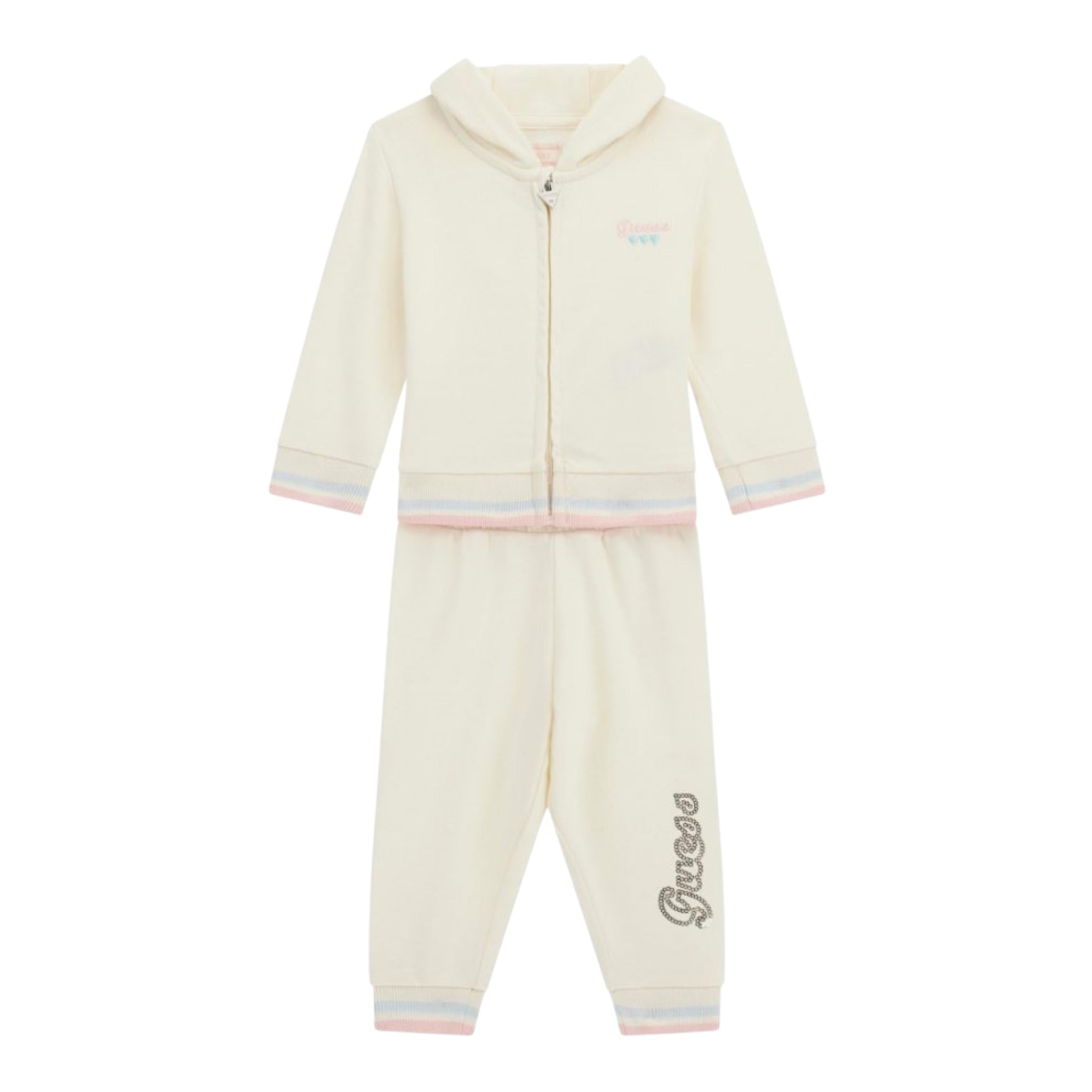 Guess Completo 2Pz Felpa-Pantalone tinta unita Panna per Bambina K5YG00KA6R4X PANNA GUESS 
