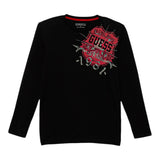 Guess Shirt Girocollo tinta unita con Stampa Nero per Bambino K5YI16K8HM4 NERO GUESS 