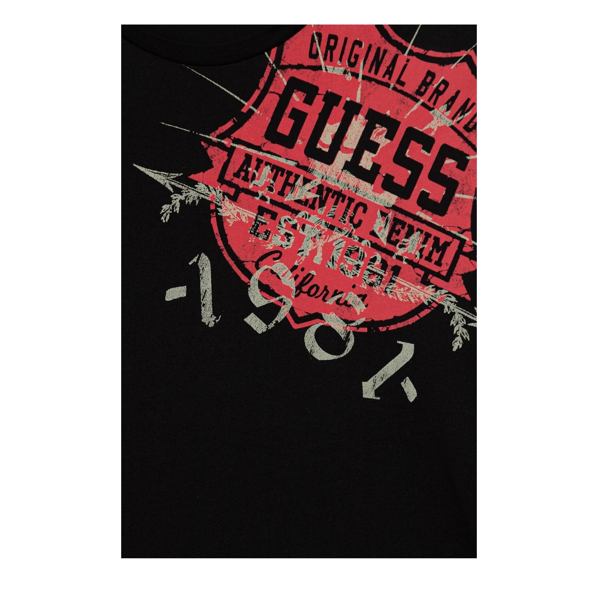 Guess Shirt Girocollo tinta unita con Stampa Nero per Bambino K5YI16K8HM4 NERO GUESS 