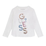 Guess Shirt Girocollo tinta unita con Paillettes Bianco per Neonata K5YI26KAPO0 BIANCO GUESS 
